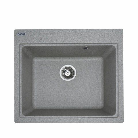 Гранитная мойка для кухни Platinum 5852 VESTA матовая Серая 3530 фото