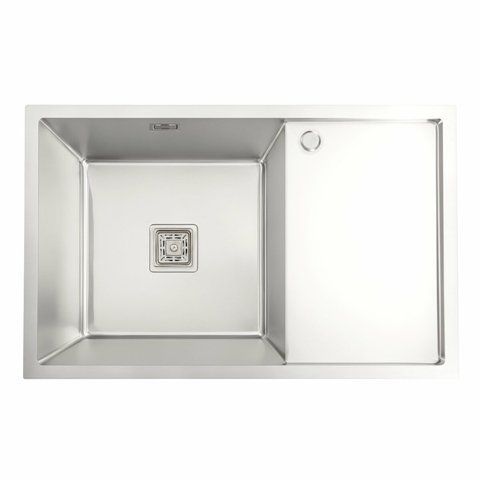 Кухонная мойка Platinum Handmade нержавейка 78*50 L (одно отверстие, квадратный сифон, 3,0/1,0 мм) 37682 фото
