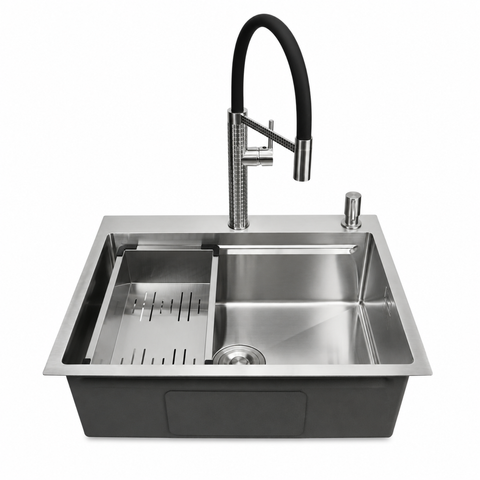 Комплект кухонної мийки Kroner KRP Geb&uuml;rstet 63х50HM ST15 BLK SL43832 фото