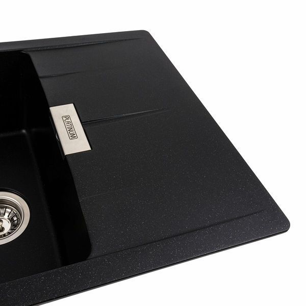 Гранитная мойка для кухни Platinum 6250 ZIRKONE матовый Черный металлик 41602 фото