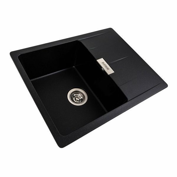Гранитная мойка для кухни Platinum 6250 ZIRKONE матовый Черный металлик 41602 фото
