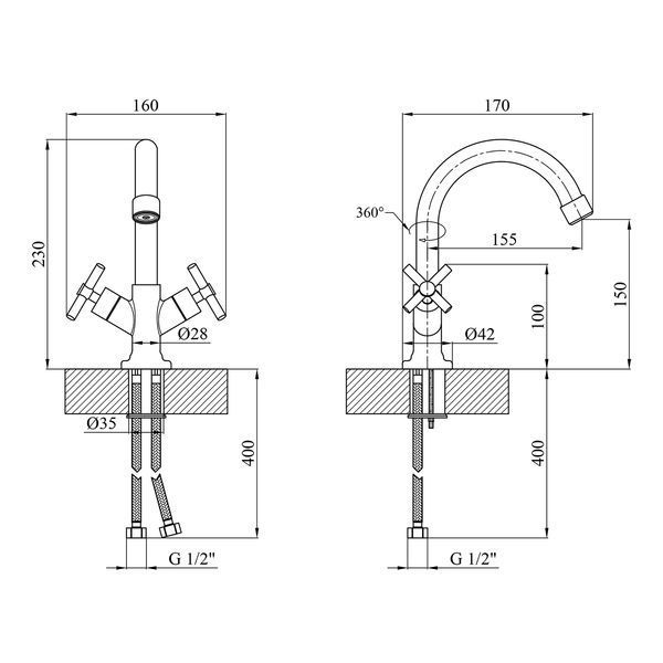 Смеситель для раковины Kroner KRM Aller - C010 CV012063 фото