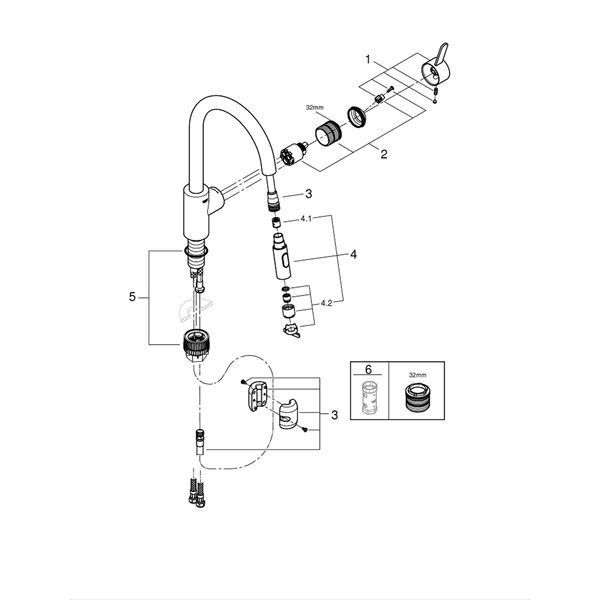 Набор Grohe QuickFix Get UA31484QF7: смеситель для кухни Get 31484001 с дозатором Authentic 40537000 CV030611 фото
