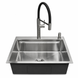 Комплект кухонной мойки Kroner KRP Geb&uuml;rstet 63х50HM ST15 BLK SL43832 фото 3
