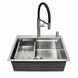 Комплект кухонной мойки Kroner KRP Geb&uuml;rstet 63х50HM ST15 BLK SL43832 фото 1