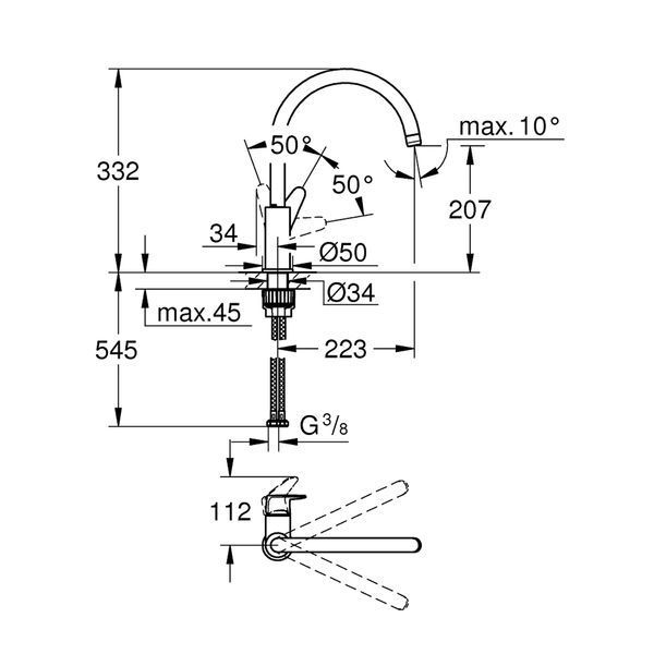 Змішувач для кухні Grohe StartCurve 31554001 CV036269 фото