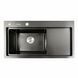 Кухонная мойка черная PVD 78*43 L Platinum Handmade (два отверстия, круглый сифон 3,0/0,8) 42230 фото 1