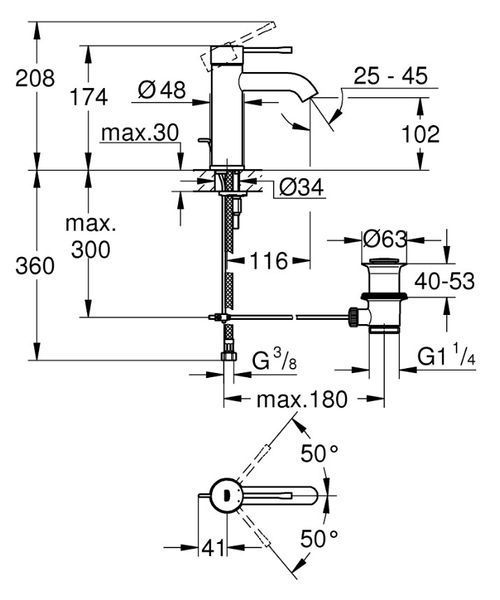Змішувач для умивальника S-Size Essence New (23589001), Grohe 23589001/24171001 фото