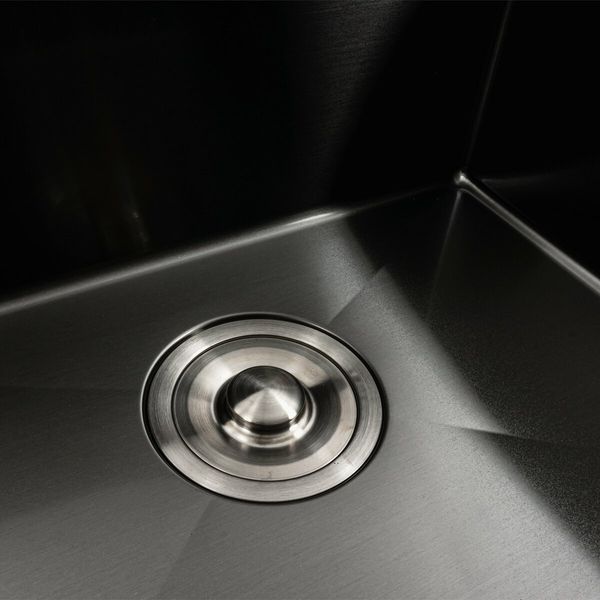 Кухонна мийка чорна PVD 78*43 R Platinum Handmade (два отвори, круглий сифон 3,0/0,8) 42231 фото