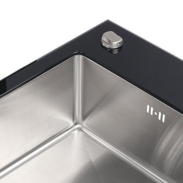 Кухонна мийка Platinum Handmade BLACK GLASS 600x510x200 23641 фото