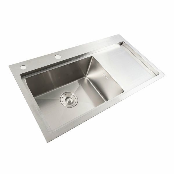 Кухонна мийка нержавійка 78*43 L Platinum Handmade (два отвори, круглий сифон 3,0/0,8) 42232 фото