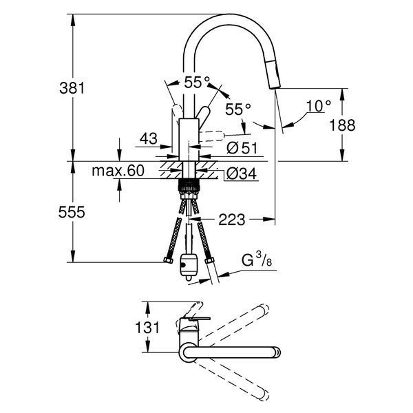 Змішувач для кухні Grohe QuickFix Get 31484001 CV030571 фото
