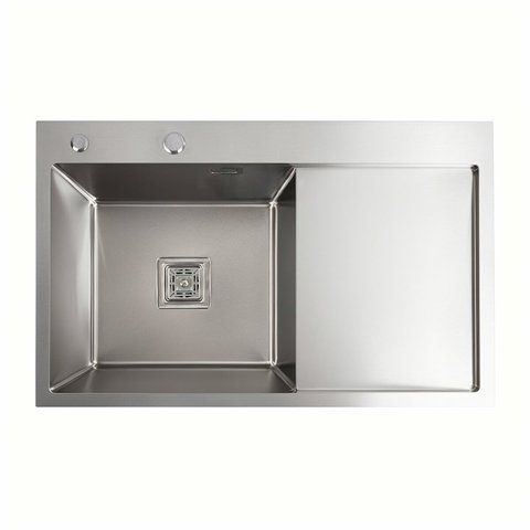 Мийка нержавійка Platinum Handmade 78*50B L (два отвори ,квадратний сифон 3.0/1.0) 37684 фото