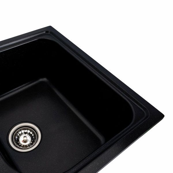 Гранітна мийка для кухні Platinum 7950 Equatoria матовий Чорний металік 36408 фото
