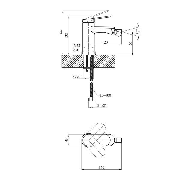 Смеситель для биде Kroner Element 211210-5301 CV035997 фото