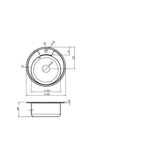 Кухонная мойка Kroner KRP Dekor - 490 (0,6 мм) CV022761 фото