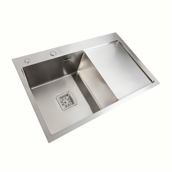 Мойка нержавейка Platinum Handmade 78*50B L (два отверстия, квадратный сифон 3.0/1.0) 37684 фото