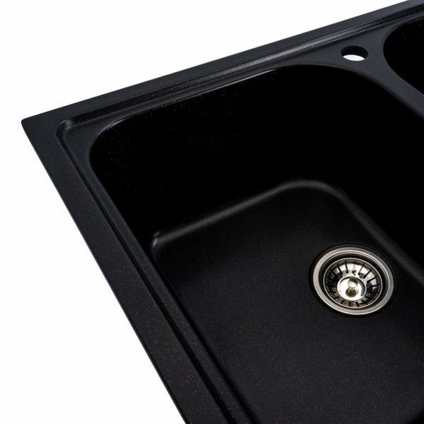Гранітна мийка для кухні Platinum 7950 Equatoria матовий Чорний металік 36408 фото