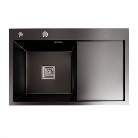 Кухонна мийка Platinum Handmade 78*50В L PVD чорна (товщина 3.0/1.0 мм) 37686 фото