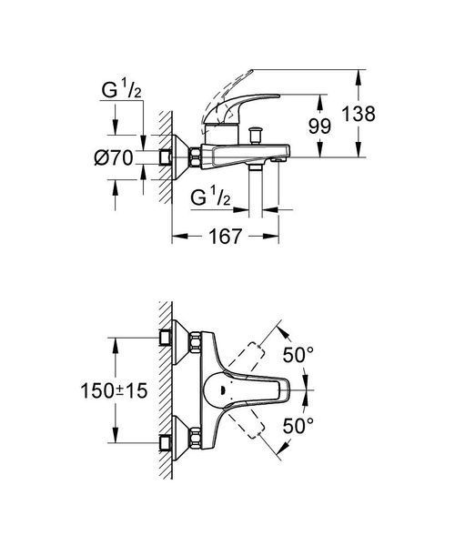 BauCurve Одноважільний змішувач для ванни (32806000) 32806000 фото