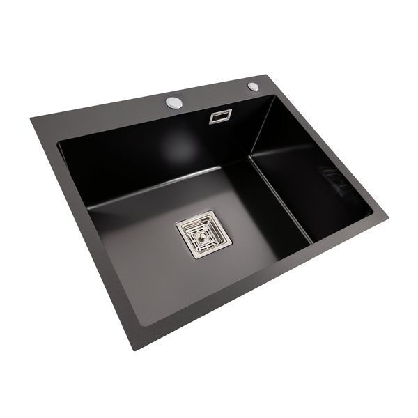 Кухонна мийка Platinum Handmade 60*50 (600x500x230 мм) PVD чорна HSB 37670 фото
