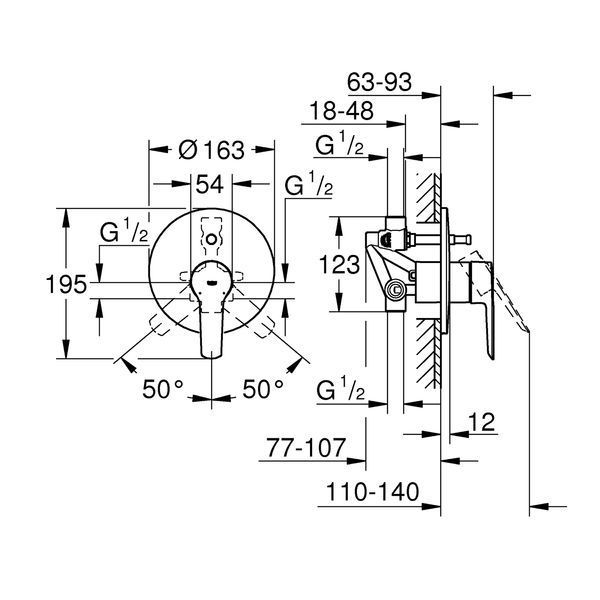 Змішувач прихованого монтажу для ванни Grohe QuickFix Start 23558002 на 2 споживача CV030581 фото