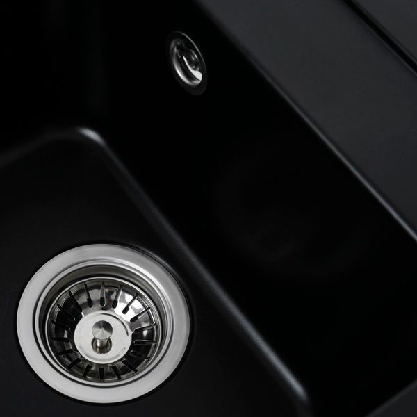 Гранітна мийка для кухні Platinum 4050 KORRADO матова Чорна 3551 фото