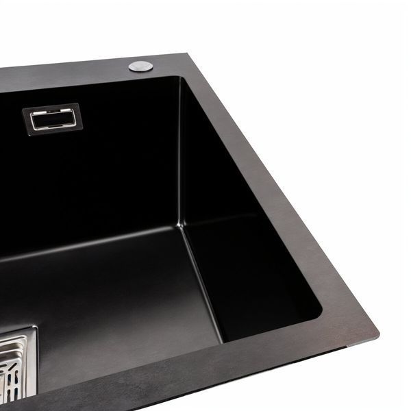 Кухонна мийка Platinum Handmade 60*50 (600x500x230 мм) PVD чорна HSB 37670 фото
