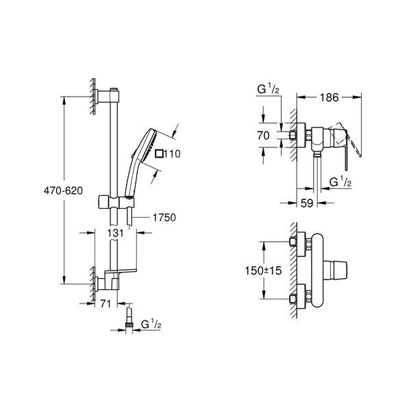 Змішувач для душу Grohe QuickFix Get з душевою стійкою Vitalio Comfort 110 3288826929 CV036750 фото