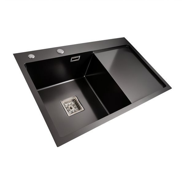 Кухонная мойка Platinum Handmade 78*50В L PVD черная, (толщина 3.0/1.0 мм) 37686 фото