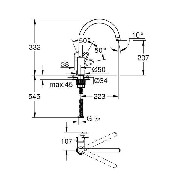 Смеситель для кухни Grohe BauLoop 31232001 CV031944 фото