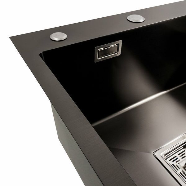 Кухонна мийка 78*50С L PVD чорна Platinum Handmade (поглиблена полиця, 3.0/1.0 мм) 42179 фото