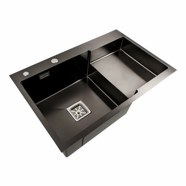 Кухонна мийка 78*50С L PVD чорна Platinum Handmade (поглиблена полиця, 3.0/1.0 мм) 42179 фото