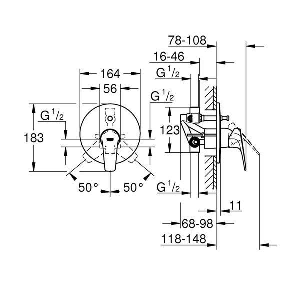Змішувач прихованого монтажу для ванни Grohe Start Flow 29117000 CV036281 фото