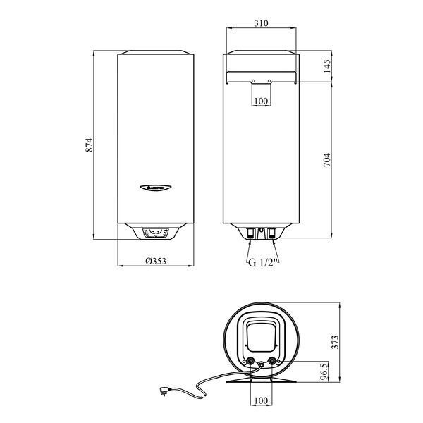 Водонагрівач Ariston Slim PRO1 ECO 50V 1,8K PL EU з мокрим ТЕНом 3626460 CV034048 фото