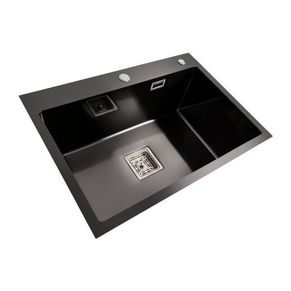 Кухонна мийка Platinum Handmade 65*45 (650x450x230 мм) PVD чорна HSB 37672 фото