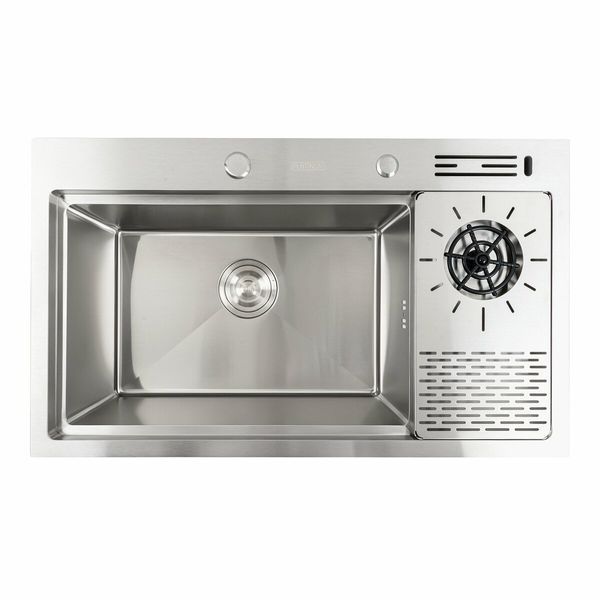 Комплект кухонной мойки 780x460x210 Platinum со смесителем водопад pl62374 фото