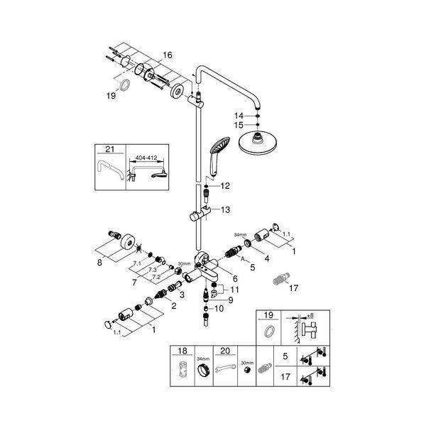 Душевая система термостатическая Grohe QuickFix Vitalio Joy System 260 27860001 CV030691 фото