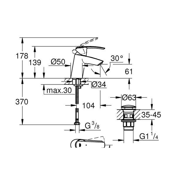 Змішувач для раковини Grohe Start S-Size 23550001 CV031928 фото
