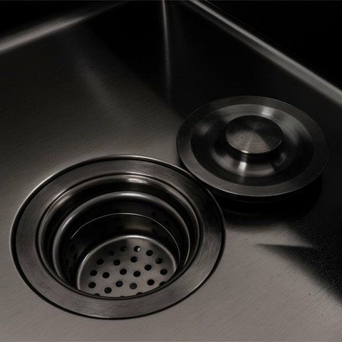 Кухонна мийка CM 78*50 L чорна PVD VALESO Handmade (круглий сифон 3,0/0,8) 45905 фото