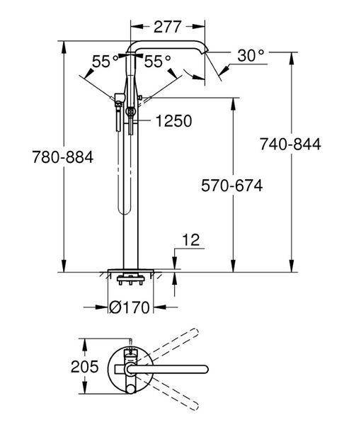 Змішувач підлоговий для ванни Essence New (23491001), Grohe 23491001/25248001 фото