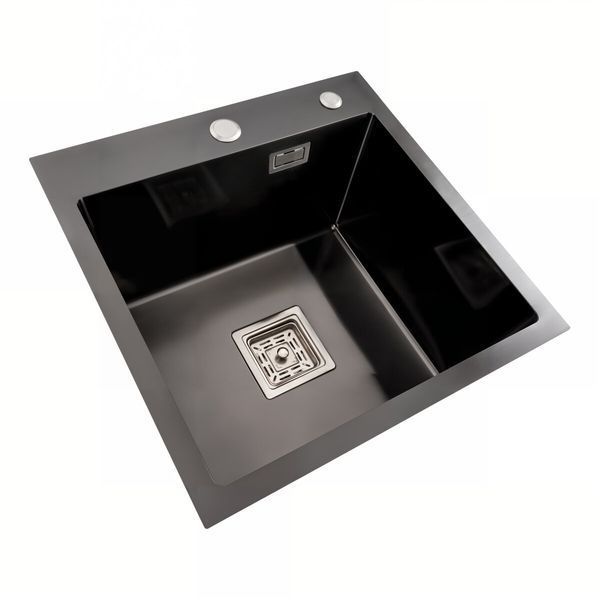Мойка PVD Platinum Handmade НSBB 450x450x220 черная (квадратный сифон.3,0/1,0) 38086 фото