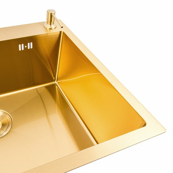 Комплект кухонної мийки Platinum 60*50 PVD ST4314 Gold SL2356 фото