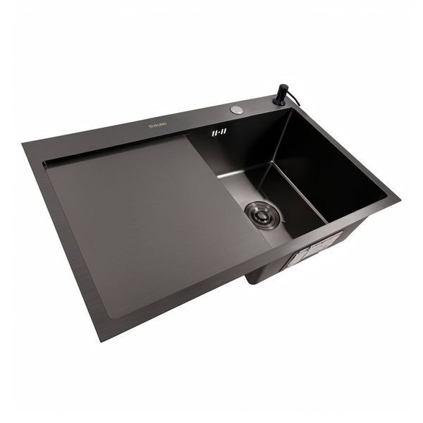 Кухонна мийка CM 78*50 R чорна PVD VALESO Handmade (круглий сифон 3,0/0,8) 45906 фото