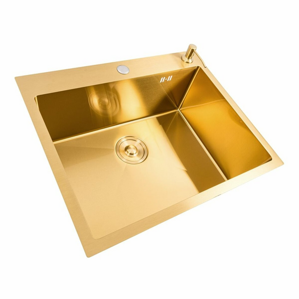 Комплект кухонної мийки Platinum 60*50 PVD ST4314 Gold SL2356 фото