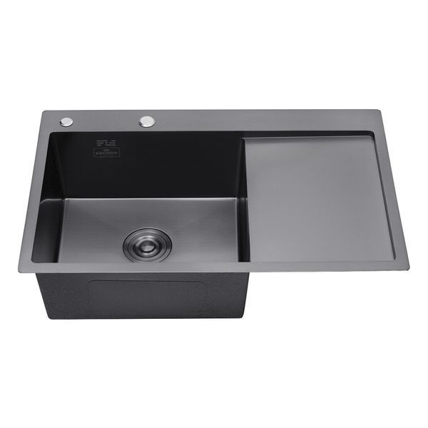 Комплект кухонной мойки Kroner KRP Schwarze 7849LHM PVD ST4303 ST42121 фото