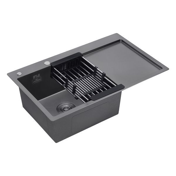 Комплект кухонной мойки Kroner KRP Schwarze 7849LHM PVD ST4303 ST42121 фото