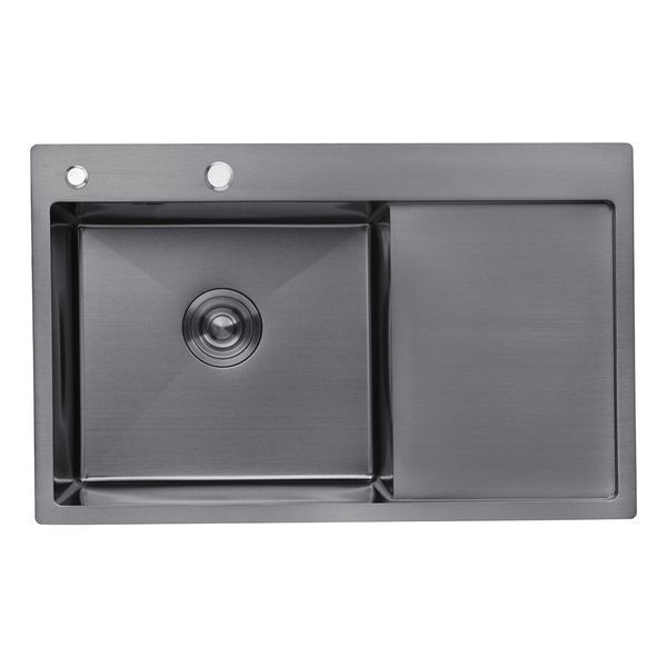 Комплект кухонной мойки Kroner KRP Schwarze 7849LHM PVD ST4303 ST42121 фото