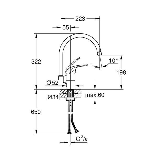 Змішувач для кухні Grohe Euroeco 32752000 CV032451 фото