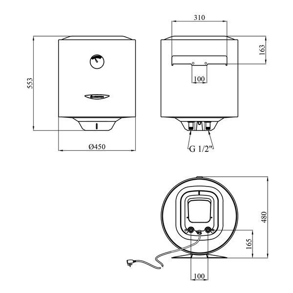 Водонагрівач Ariston SG1 50 V EU з мокрим ТЕНом 3213000 CV034077 фото